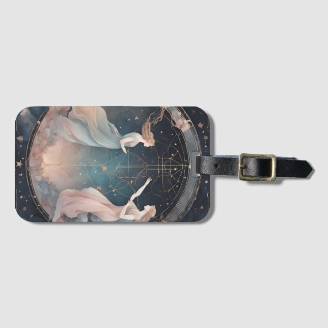 Celestial Gemini Zodiac Sign Luggage Tag (Front Horizontal)