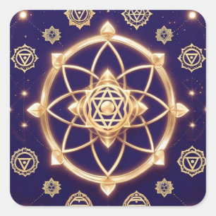 Celestial Geometry of Light — Sacred Pattern Square Sticker