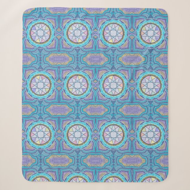 Celestial Geometry Portal | Mystical Mandala Sherpa Blanket (Front)
