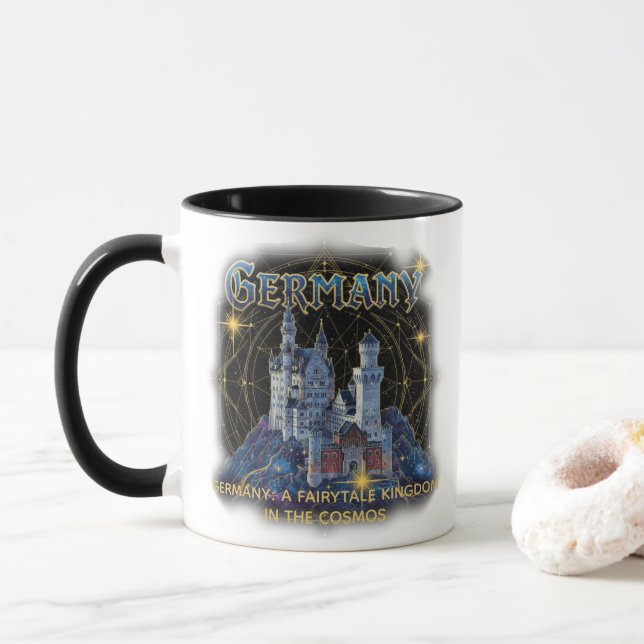 Celestial Germany Neuschwanstein Castle Art Mug (With Donut)