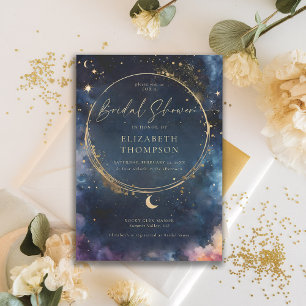 Celestial Gift Midnight Blue Elegant Bridal Shower Invitation