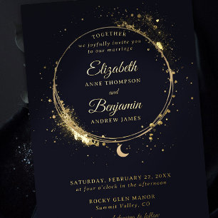 Celestial Gift Moody Navy Elegant Wedding Gold