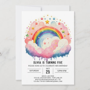 Celestial Girly Clouds Girl Birthday Invitation