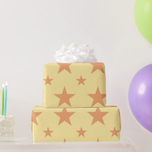 Celestial Girly Pastel Yellow Orange Stars Pattern Wrapping Paper