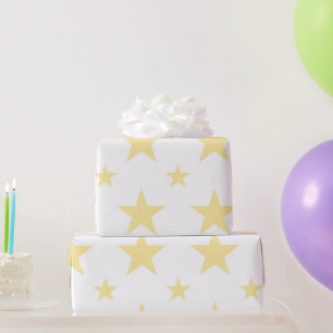 Celestial Girly Pastel Yellow Stars Pattern Spring Wrapping Paper