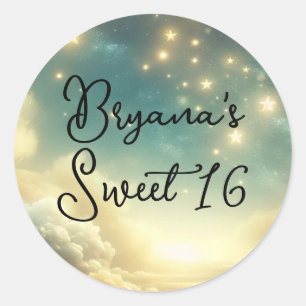 Celestial Glowing Stars Starry Sky Sweet 16  Classic Round Sticker
