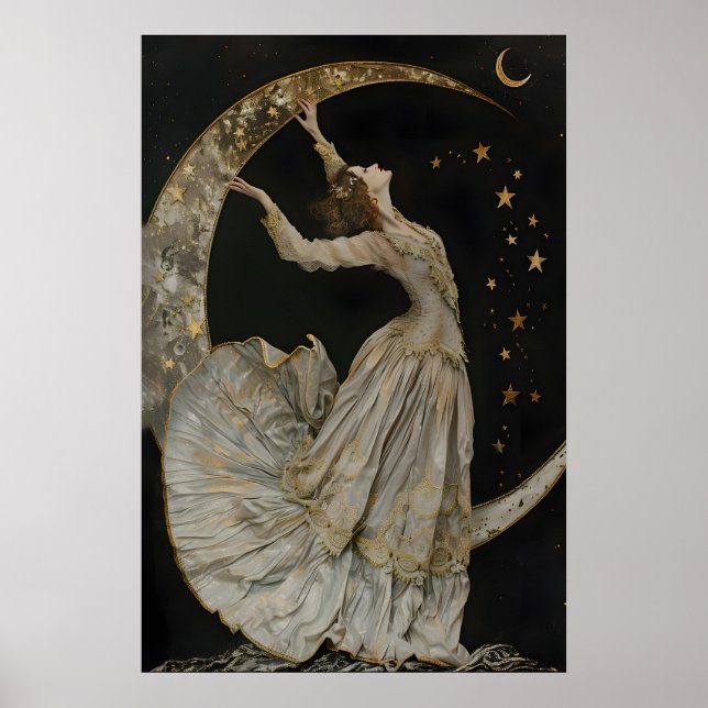Celestial Goddess Art Print, Gothic Romance Decor, Poster (Front)