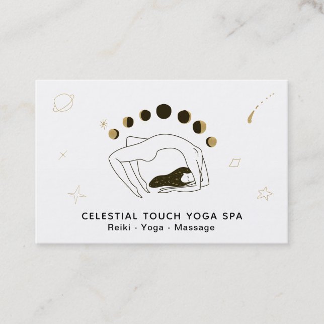 *~* Celestial Goddess Phases of Moon Yoga Pose Business Card (Front)