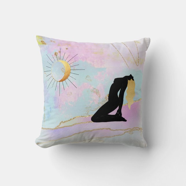 *~*  Celestial Goddess Rainbow Pastel Glitter Cushion (Front)