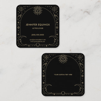 Celestial Gold and Black Astrologer Square Business Card