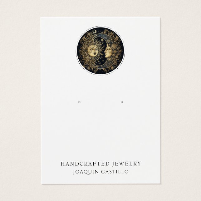 Celestial Gold Black Sun Moon Earring Jewellery  (Front)