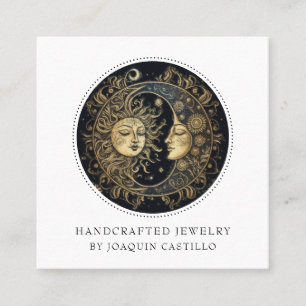 Celestial Gold Black Sun Moon Jewellery Designer Square Business Card