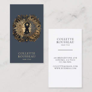 Celestial Gold Black Sun Moon Smoky Deep Blue Business Card