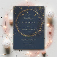 Celestial Gold Dust Midnight Blue Elegant Wedding