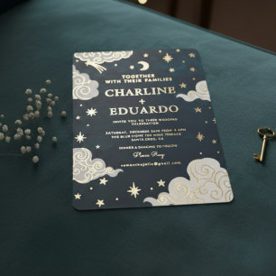 Celestial Gold Foil Moon & Stars Wedding 