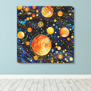 Celestial Gold Galaxy Canvas Art