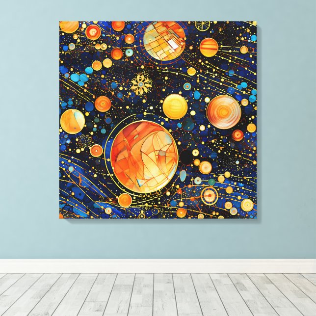 Celestial Gold Galaxy Canvas Art (Insitu(Wood Floor))