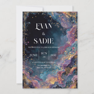 Celestial Gold Galaxy Wedding Invitation