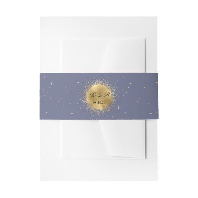 celestial gold moon midnight Wedding Belly Band Invitation Belly Band (Front Example)
