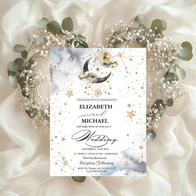 Celestial Gold Moon Stars  Invitation (Creator Uploaded)