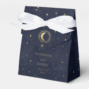 Celestial Gold Moon Stars Monogram Wedding Favour Box