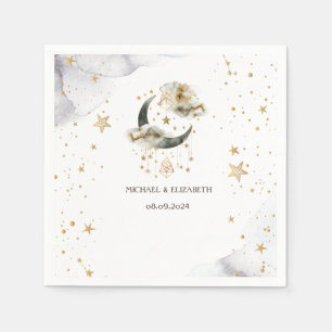 Celestial Gold Moon Stars Napkin