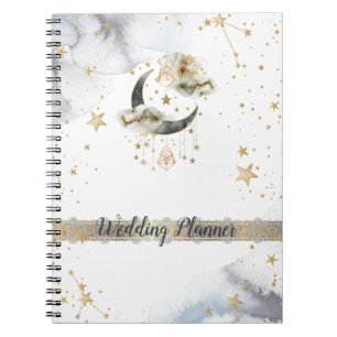 Celestial Gold Moon Stars  Notebook