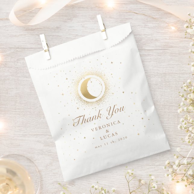 Celestial Gold Moon Wedding Thank You Favour Bags (Clipped)