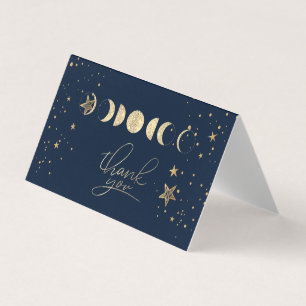 Celestial Gold Moons Stars Thank You Card