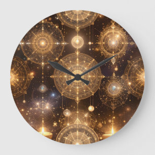 Celestial Gold Ornate Pattern Wall Clock