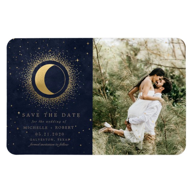 celestial gold photo save the date  magnet (Horizontal)