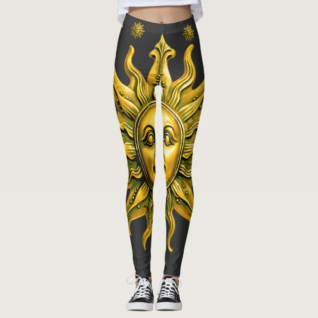 "Celestial Gold Radiance" The Sun Leggings (Front)