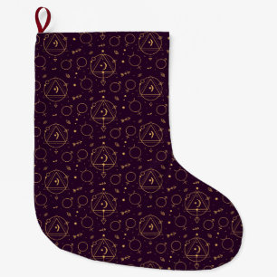 Celestial Gold Star Solareclipse theme Large Christmas Stocking