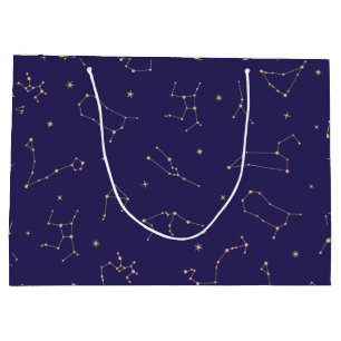 Celestial Gold Star Solareclipse Theme  Large Gift Bag