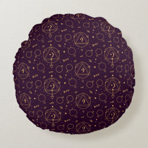 Celestial Gold Star Solareclipse theme Round Cushion