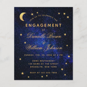 Celestial Gold Stars Budget Engagement Invitation