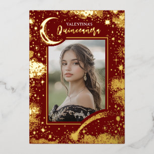 Celestial Gold Stars Moon Night Quinceanera Photo