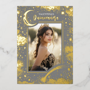 Celestial Gold Stars Moon Night Quinceanera Photo