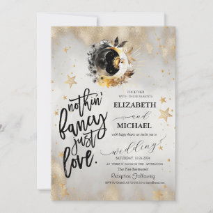 Celestial Gold Stars Moons Flowers Invitation