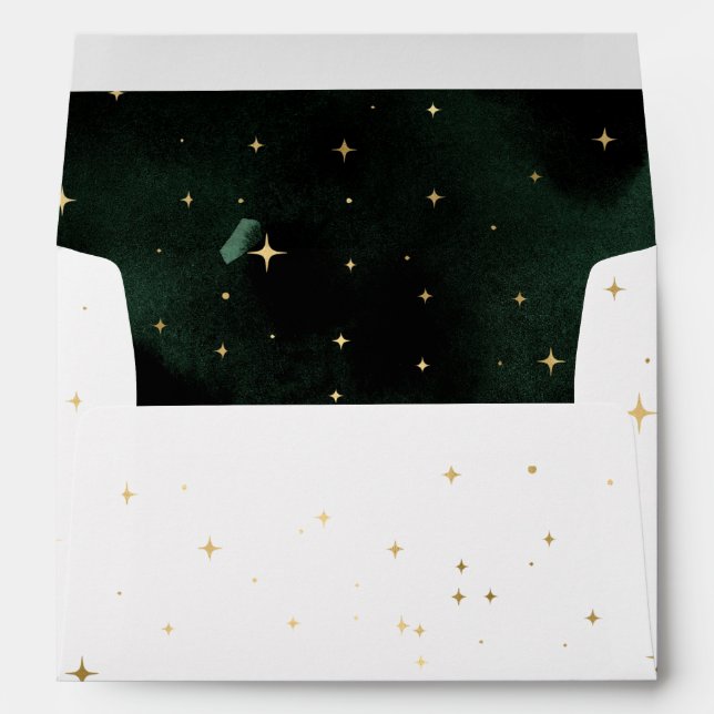 Celestial Gold Stars Pre-Addressed Wedding Envelope (Back (Bottom))