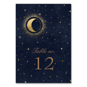 Celestial Gold Stars Wedding Table Number