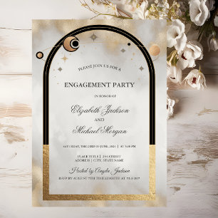 Celestial Gold Sun And Moon Galaxy Invitation