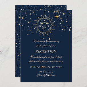 Celestial Gold Sun And Moon  Invitation