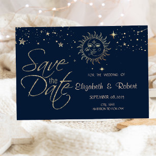 Celestial Gold Sun And Moon Save The Date