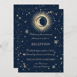 Celestial Gold Sun And Moon Stars Invitation