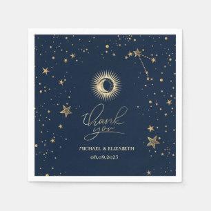 Celestial Gold Sun And Moon Stars Napkin
