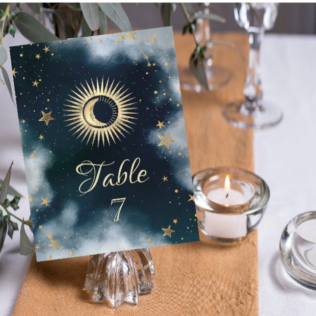 Celestial Gold Sun And Moon Stars Night Sky Invitation (Creator Uploaded)