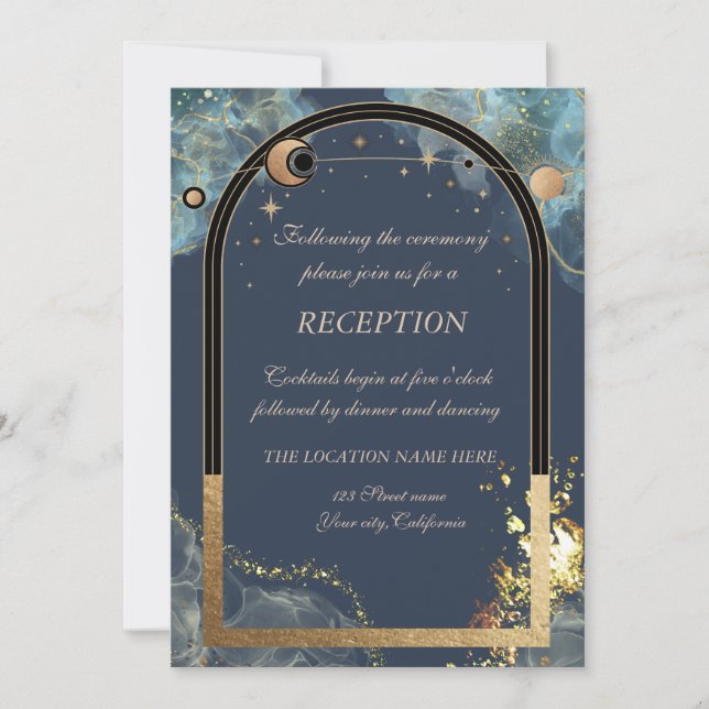 Celestial Gold Sun  Moon Gold Glitter Invitation (Front)