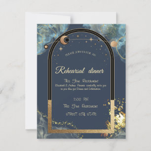 Celestial Gold Sun Moon Gold Glitter Invitation