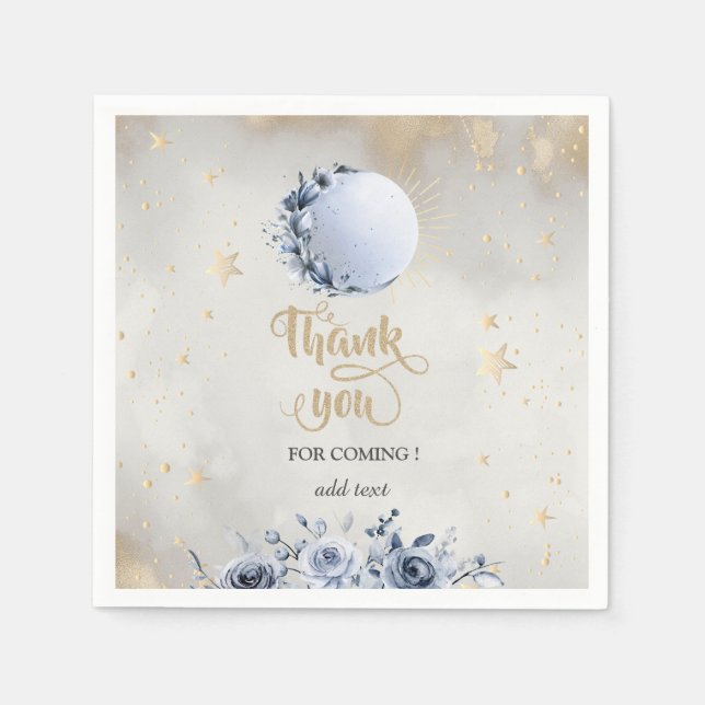 Celestial Gold Sun,Moon Roses Stars Night Sky  Napkin (Front)